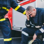 Firefighter after rescue operation