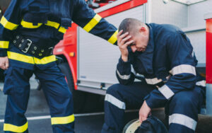 Firefighter after rescue operation